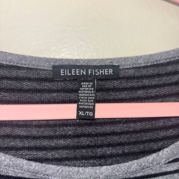 Eileen Fisher Loungewear Set- Striped Tencel Blend Gray and Black Top & Pants - Picture 11 of 15